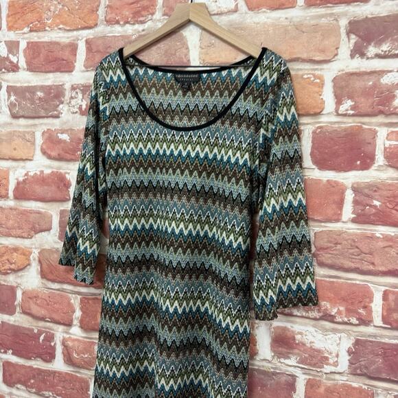 Connected Apparel Dress Women's 12 Multicolor Herringbone Abstract Sheer Knit - Picture 4 of 8